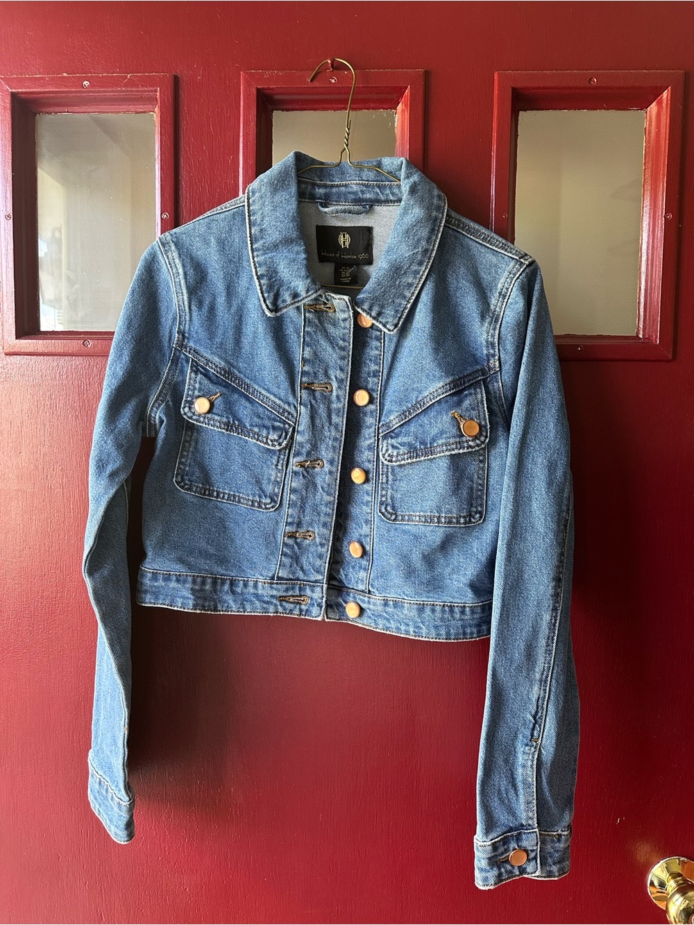 House of Harlow 1960 Medium Blue Cropped Denim Jacket🧡